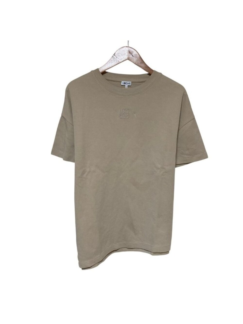 Loewe Anagram Embroidery Asymmetric T-Shirt Beige